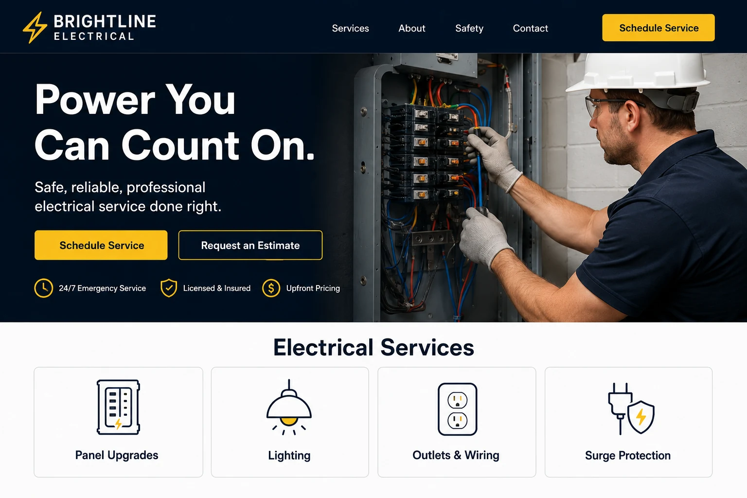 Brightline Electrical website concept