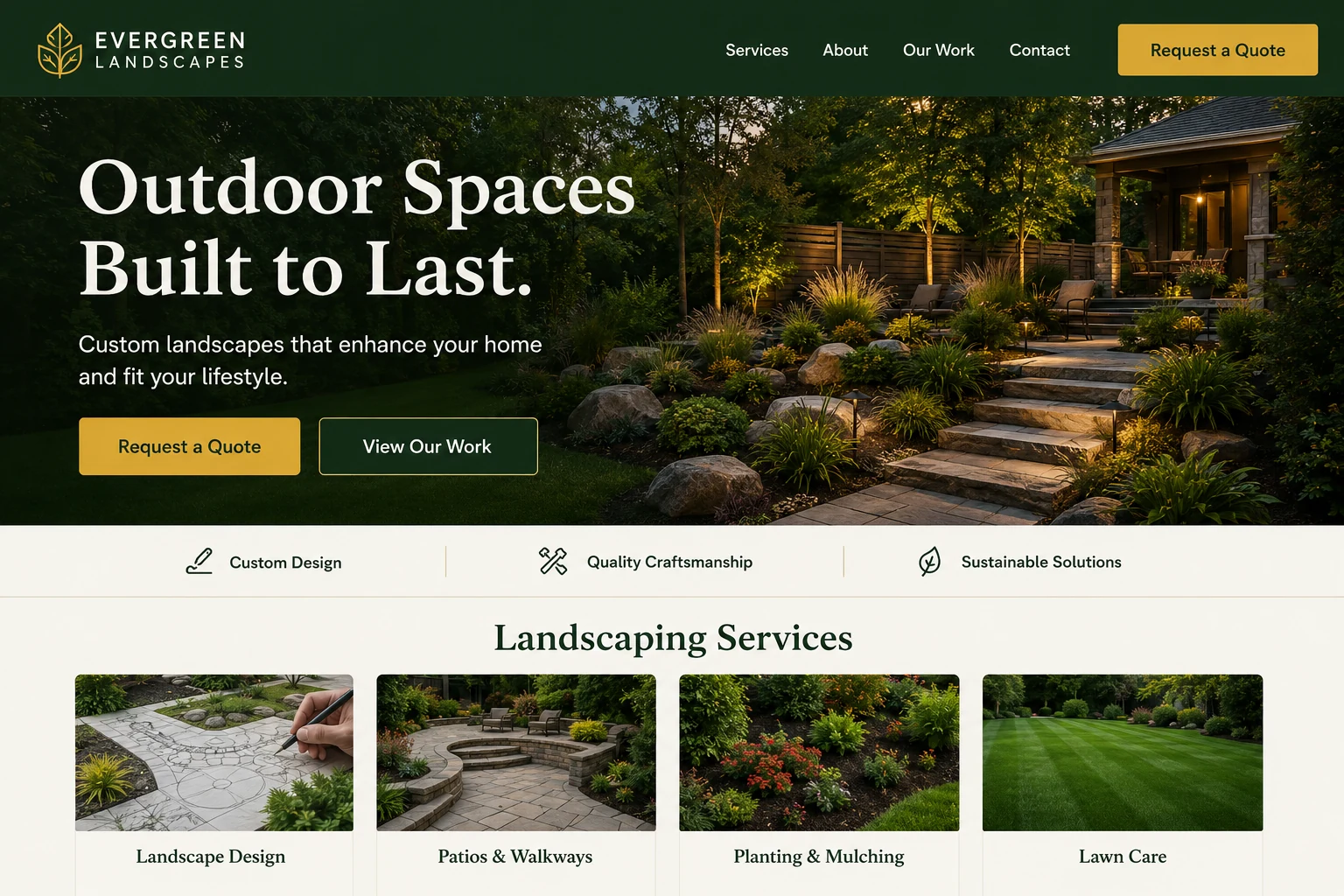 Evergreen Landscapes website concept
